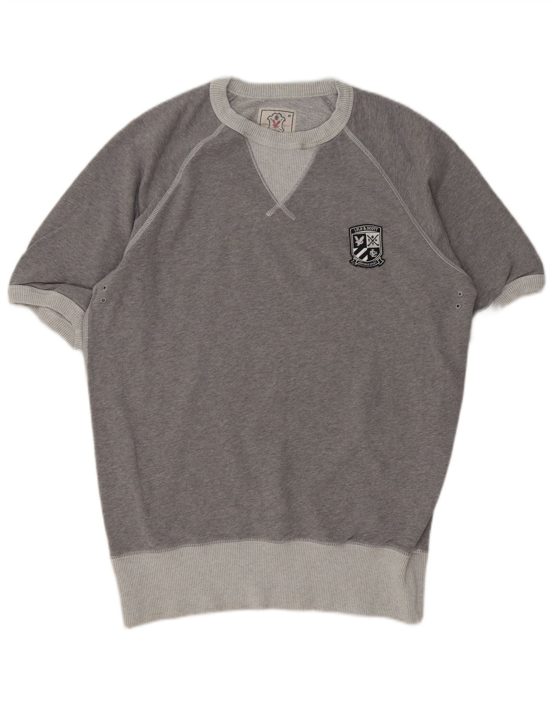 LYLE & SCOTT Mens Short Sleeve Sweatshirt Jumper Medium Grey Cotton
