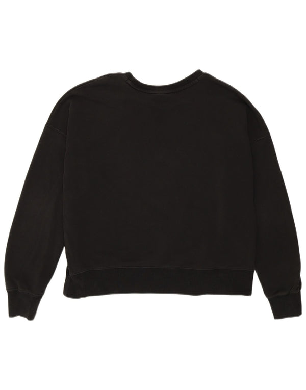 Puma Womens Oversized Crop Graphic Sweatshirt Jumper UK 6 XS Black Cotton