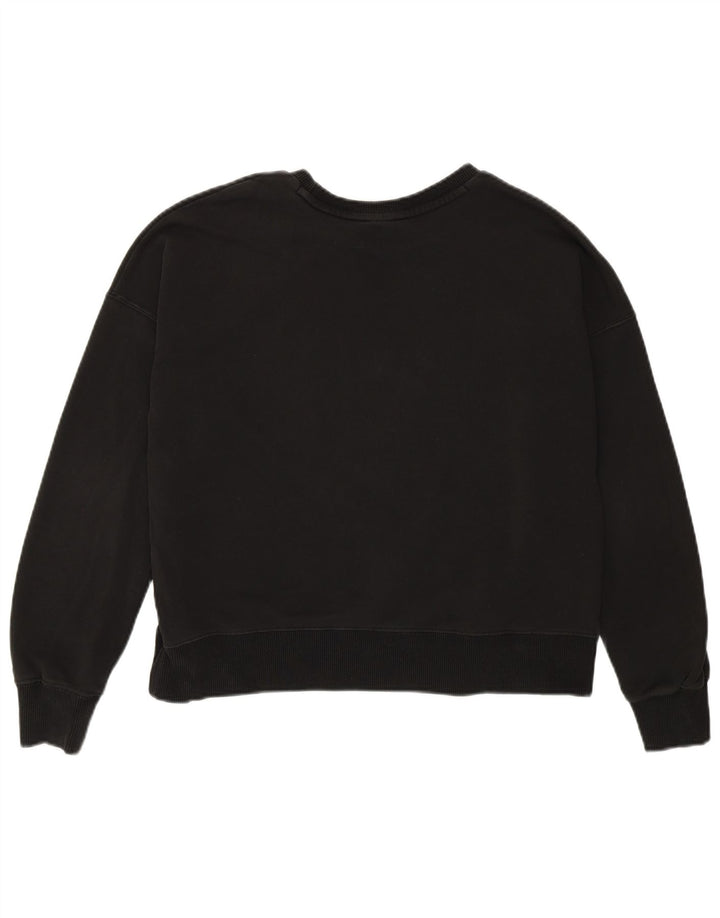 Puma Womens Oversized Crop Graphic Sweatshirt Jumper UK 6 XS Black Cotton