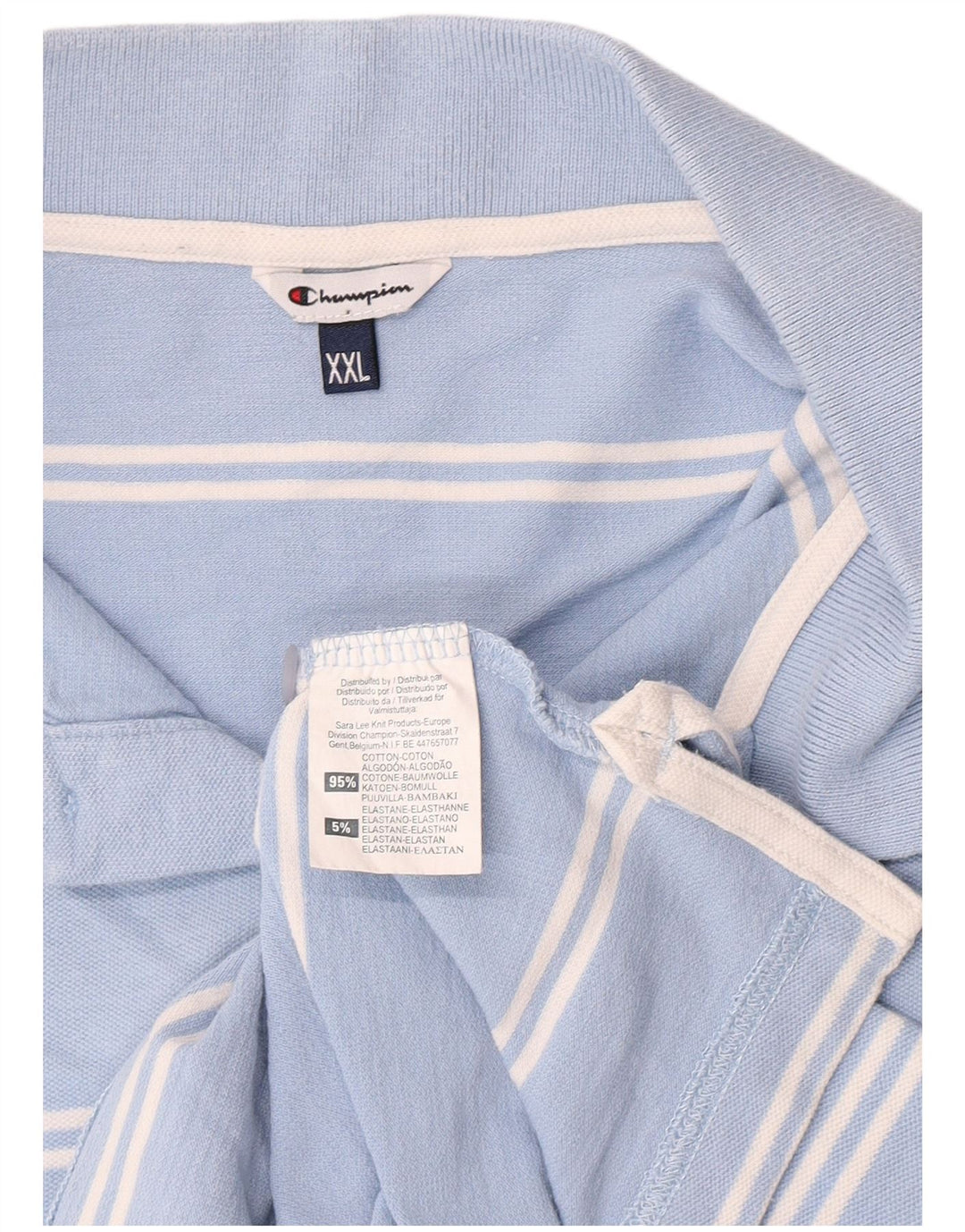 Champion Mens Polo Shirt 2XL Blue Striped Cotton