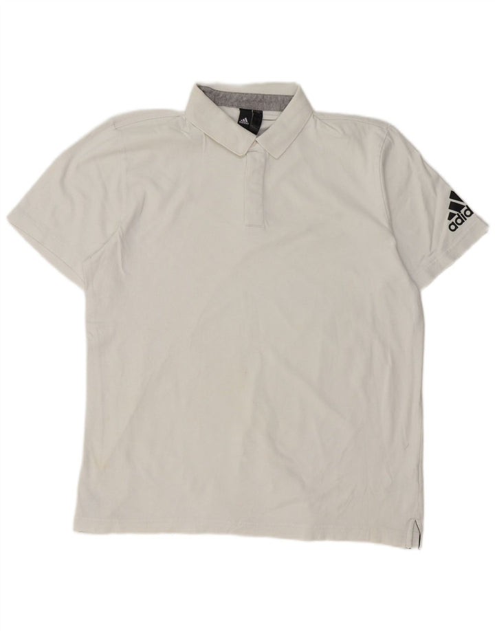 Adidas Mens Polo Shirt Large White Cotton