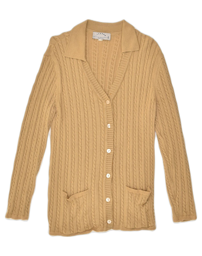 CRISTINA MAZZONETT Womens Cardigan Sweater US 12 Large Beige Cotton | Vintage Cristina Mazzonett | Thrift | Second-Hand Cristina Mazzonett | Used Clothing | Messina Hembry 