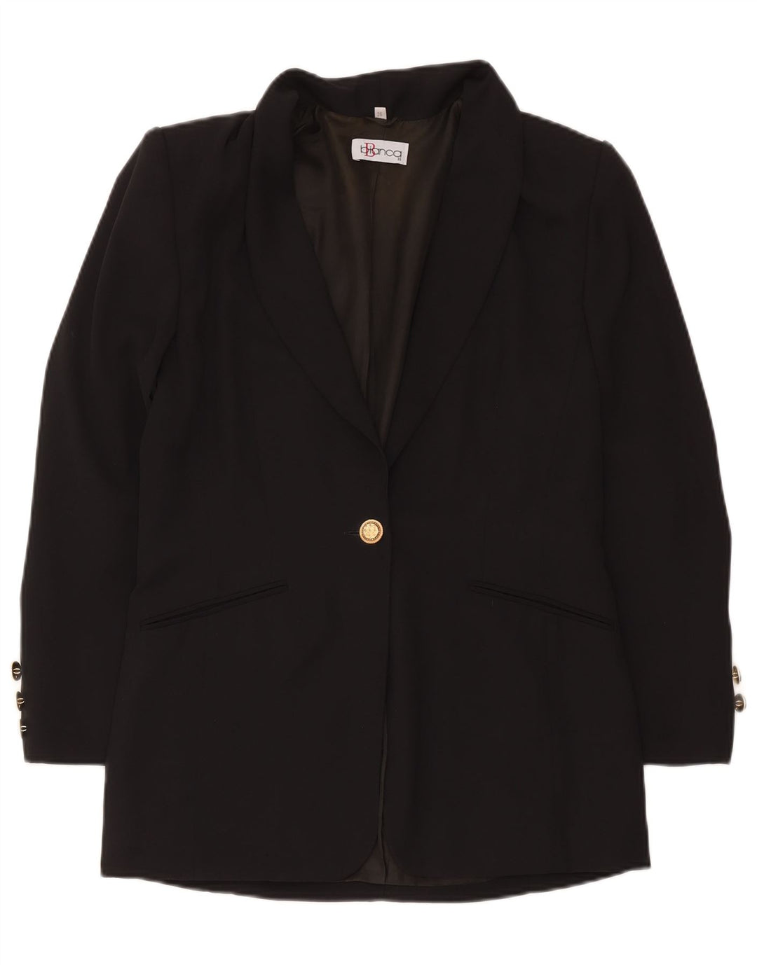Bianca Womens Longline 1 Button Blazer Jacket EU 36 Small Black Polyester