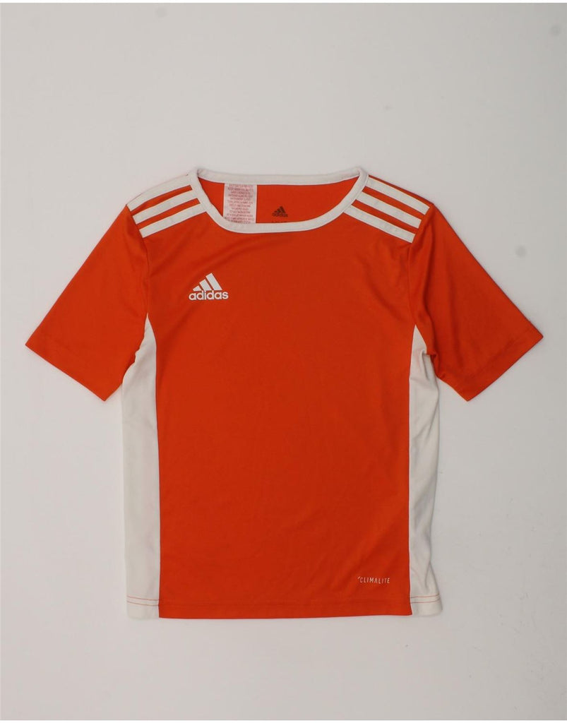 ADIDAS Boys T-Shirt Top 7-8 Years XS Red Colourblock Polyester | Vintage Adidas | Thrift | Second-Hand Adidas | Used Clothing | Messina Hembry 