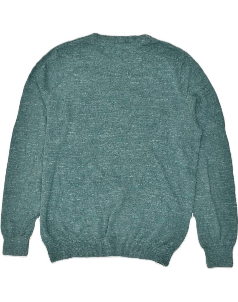 TOMMY HILFIGER Mens Crew Neck Jumper Sweater Large Turquoise Cotton | Vintage Tommy Hilfiger | Thrift | Second-Hand Tommy Hilfiger | Used Clothing | Messina Hembry 