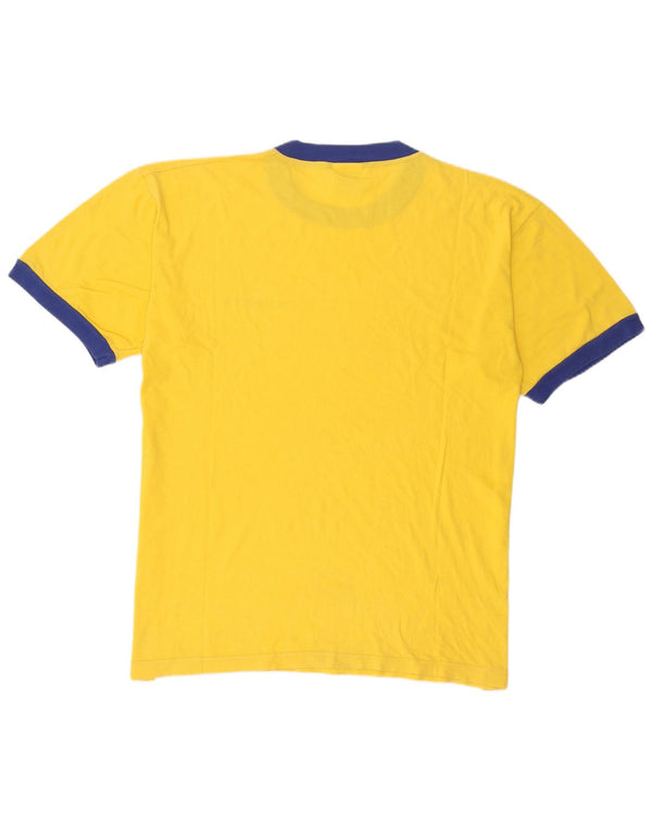 Diadora Mens T-Shirt Top Large Yellow Colourblock Cotton
