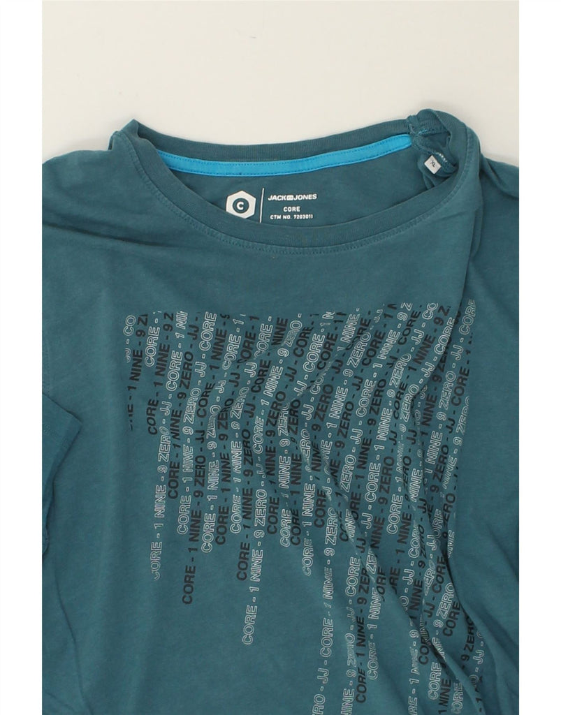 JACK & JONES Mens Core Graphic T-Shirt Top XL Turquoise Cotton | Vintage Jack & Jones | Thrift | Second-Hand Jack & Jones | Used Clothing | Messina Hembry 