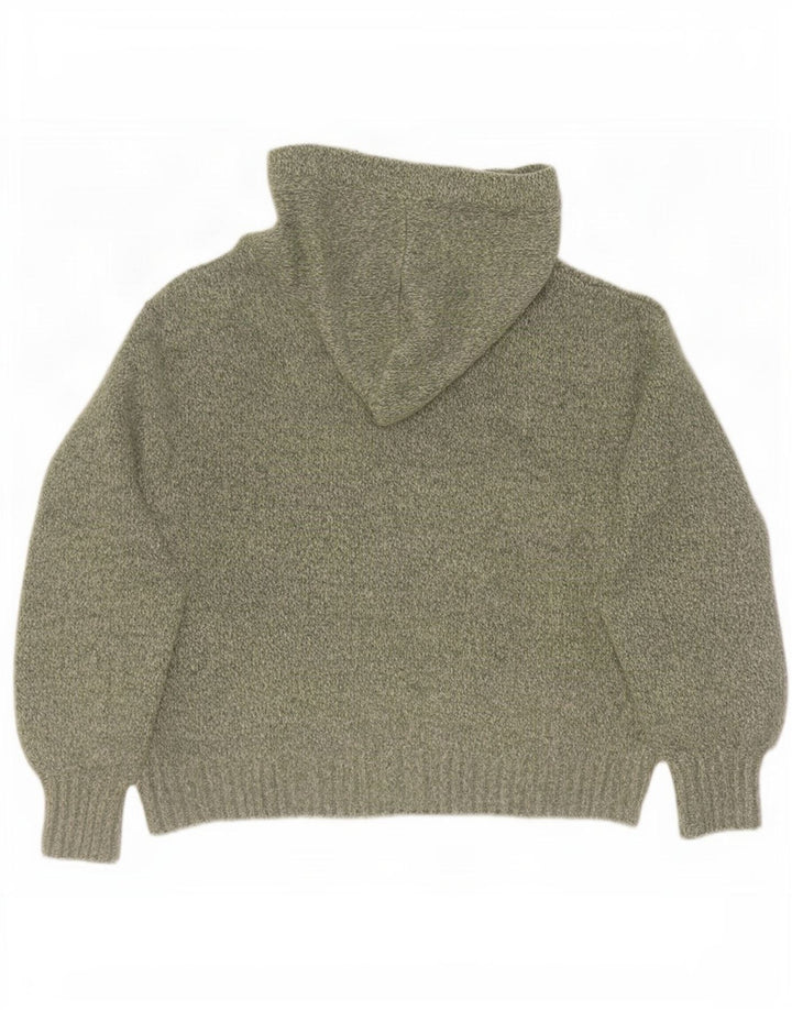 Zara Womens Hooded Oversized Jumper Sweater UK 14 Medium Green Flecked