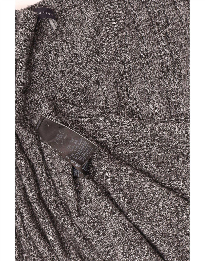 Marks & Spencer Womens Crew Neck Jumper Sweater UK 16 Large Grey Acrylic