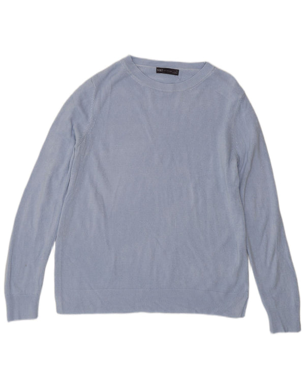 Marks & Spencer Womens Crew Neck Jumper Sweater UK 16 Large  Blue Acrylic