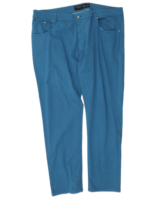 Hackett Mens Straight Casual Trousers W44 L31 Blue Cotton