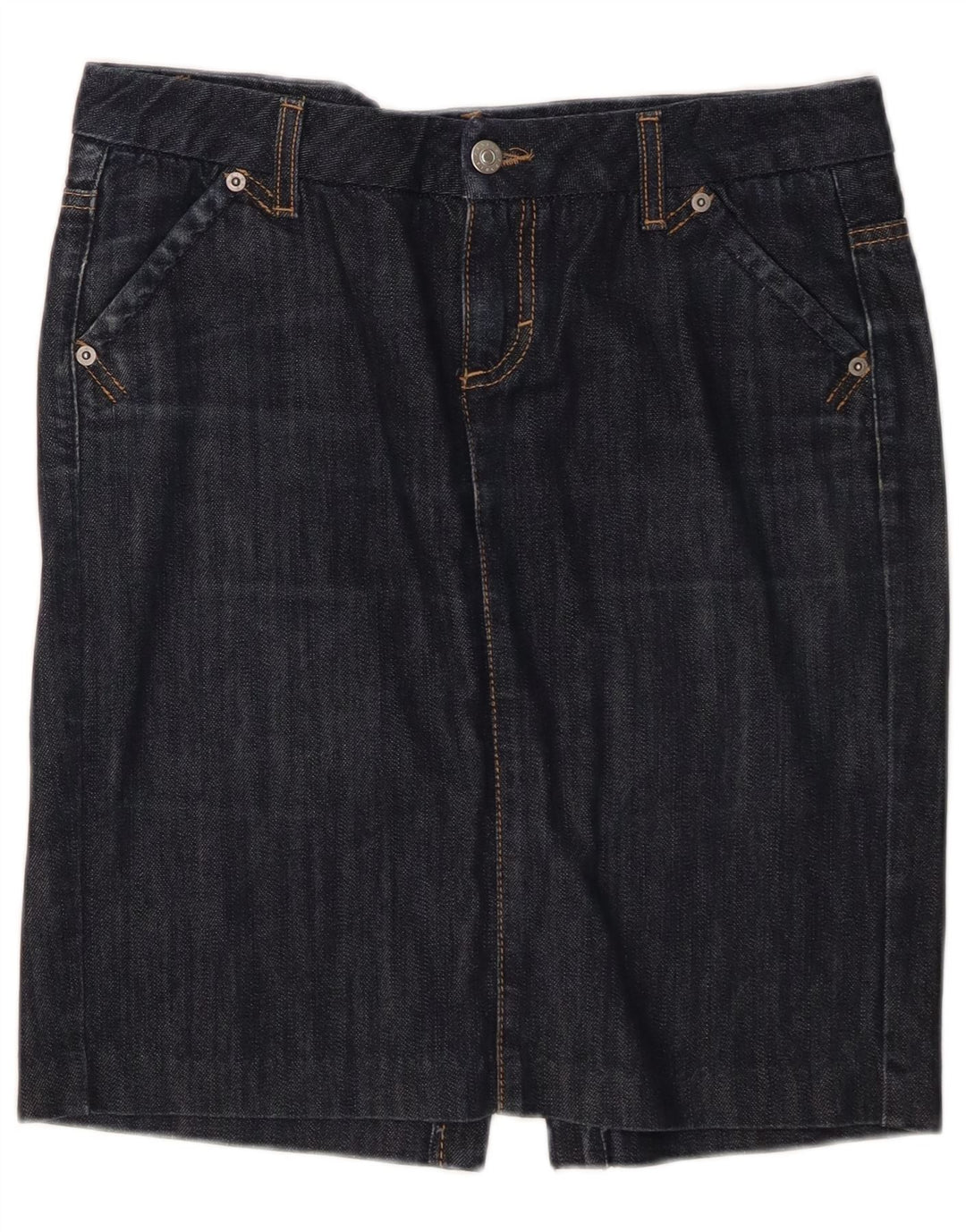 Sisley Womens Denim Skirt IT 42 Medium W32 Navy Blue Cotton