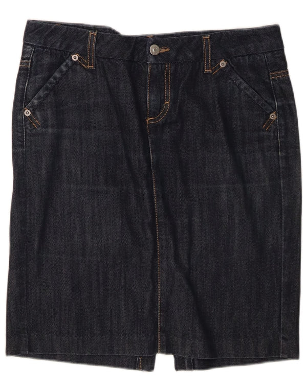 Sisley Womens Denim Skirt IT 42 Medium W32 Navy Blue Cotton