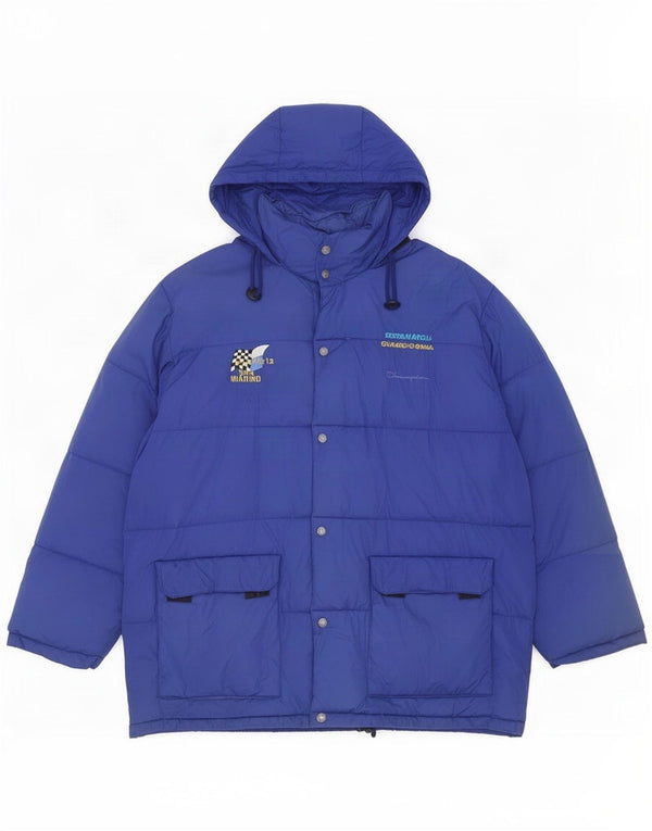 Champion Mens Hooded Padded Jacket UK 42 XL Blue Nylon