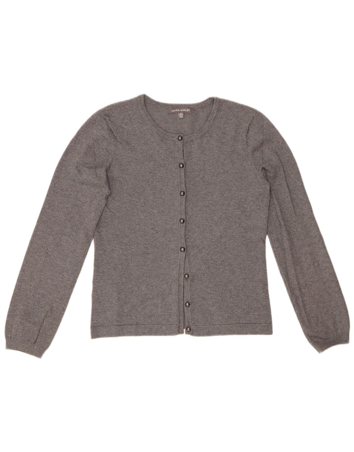 LAURA ASHLEY Womens Cardigan Sweater UK 8 Small Grey Cotton