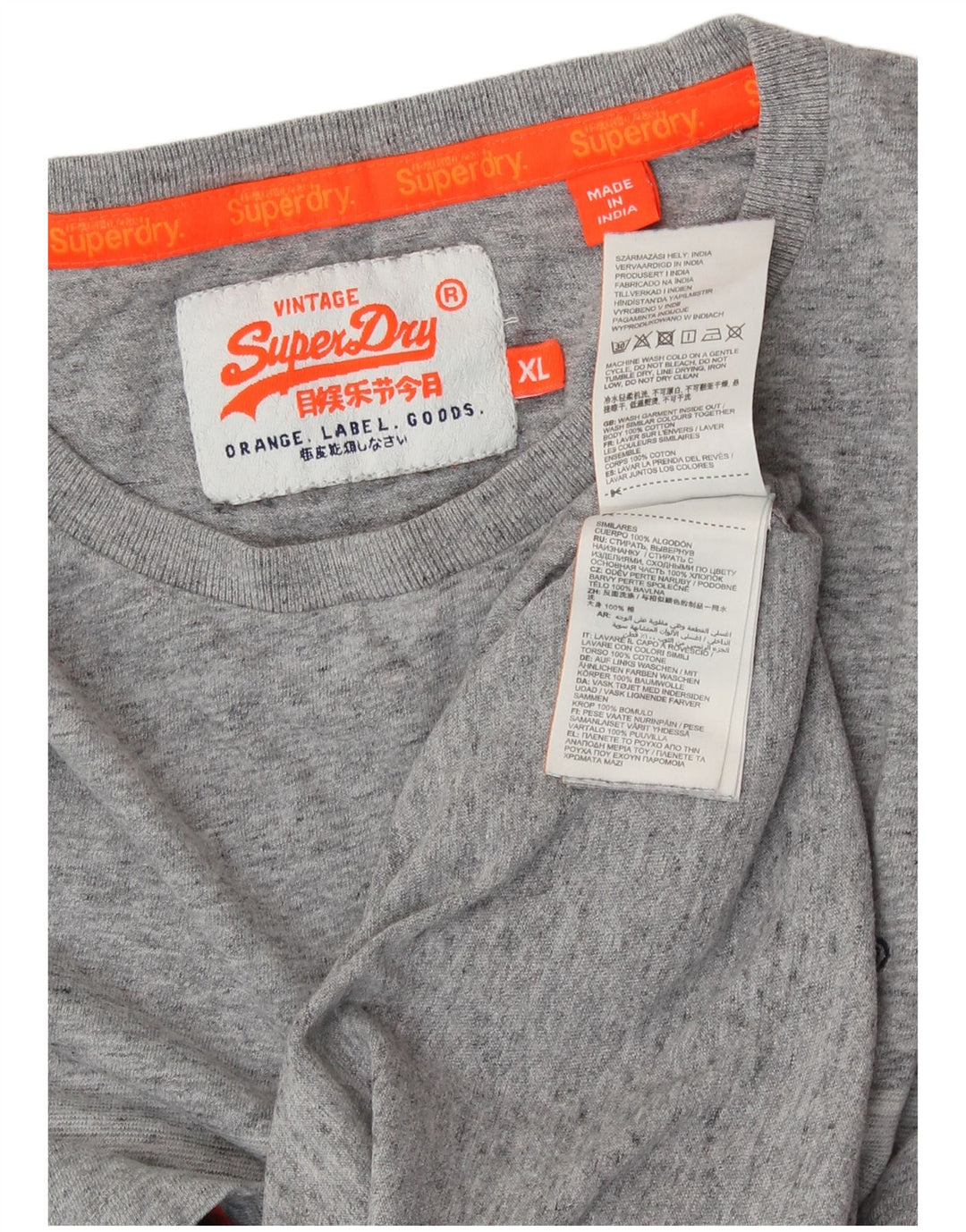 SUPERDRY Mens T-Shirt Top XL Grey Colourblock Cotton
