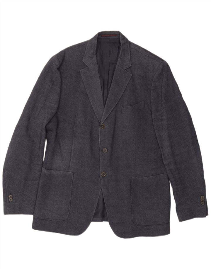 MASSIMO DUTTI Mens 3 Button Blazer Jacket EU 54 XL Navy Blue Wool