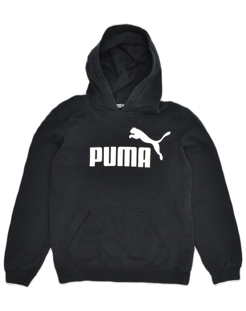 PUMA Womens Graphic Hoodie Jumper UK 18 XL Black Cotton | Vintage Puma | Thrift | Second-Hand Puma | Used Clothing | Messina Hembry 