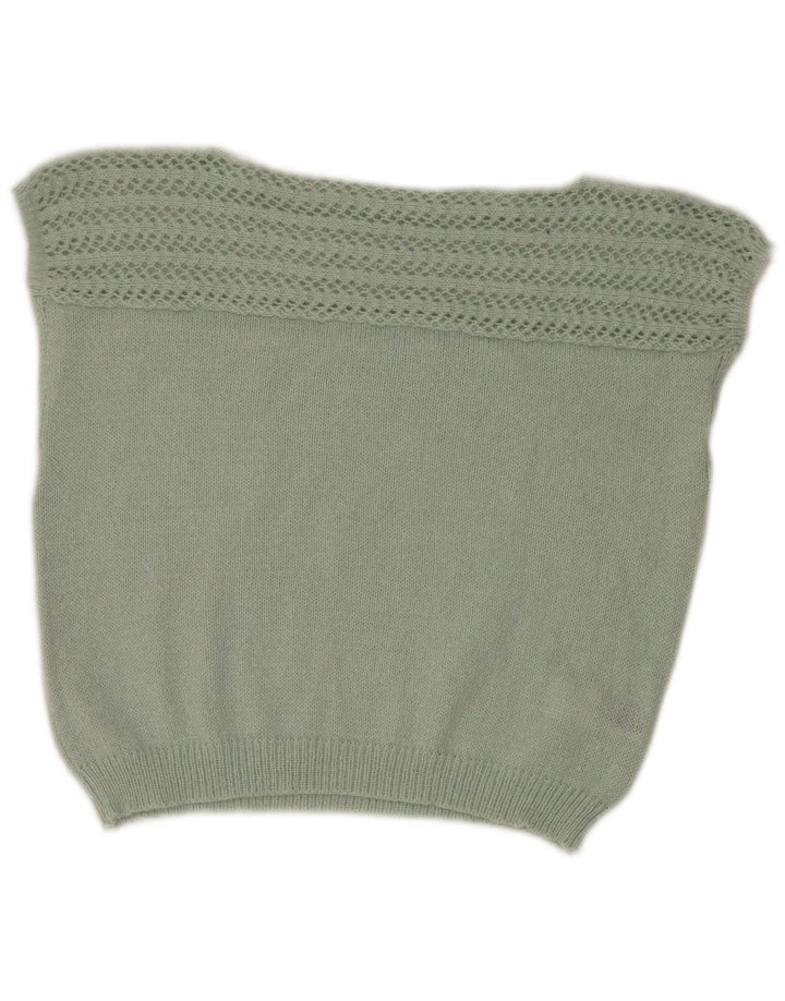 Shein Womens Crop Vest Tank Top UK 14 Medium Green Polyester