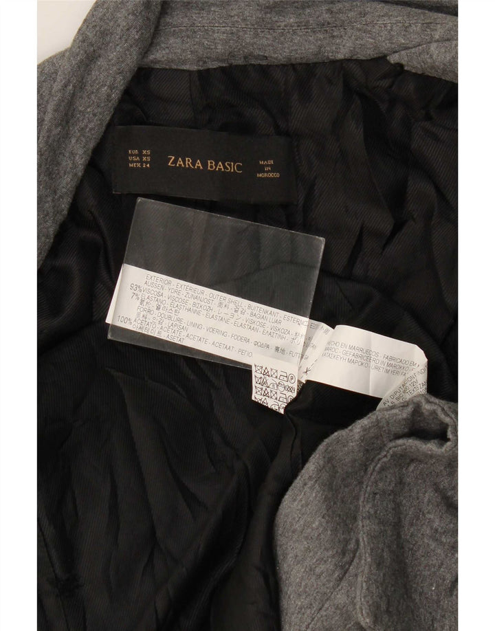 Zara Womens Open Oversized Blazer Jacket UK 6 XS Grey Viscose