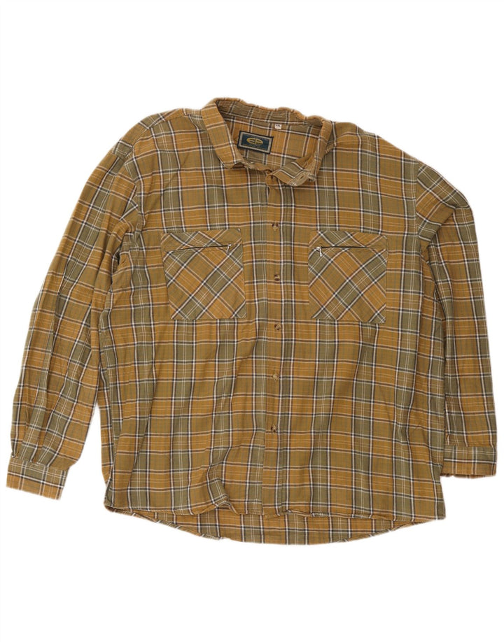 European Project Mens Flannel Shirt 2XL Yellow Check Cotton