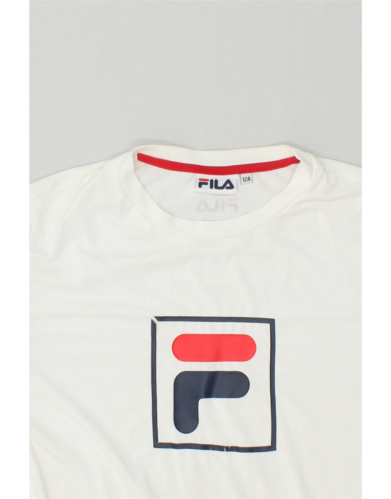 FILA Boys Graphic T-Shirt Top 11-12 Years White Vintage Fila and Second-Hand Fila from Messina Hembry 