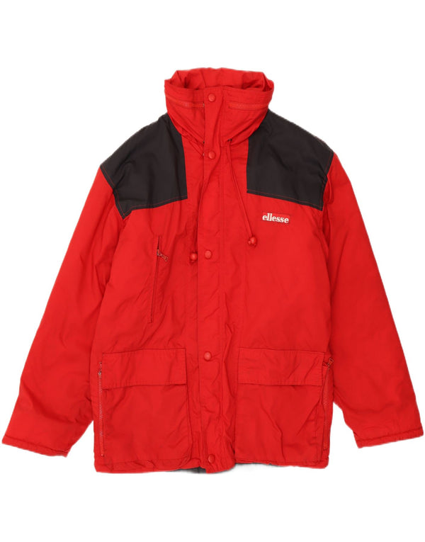 Ellesse Mens Hooded Windbreaker Jacket IT 48 Medium Red Colourblock Nylon
