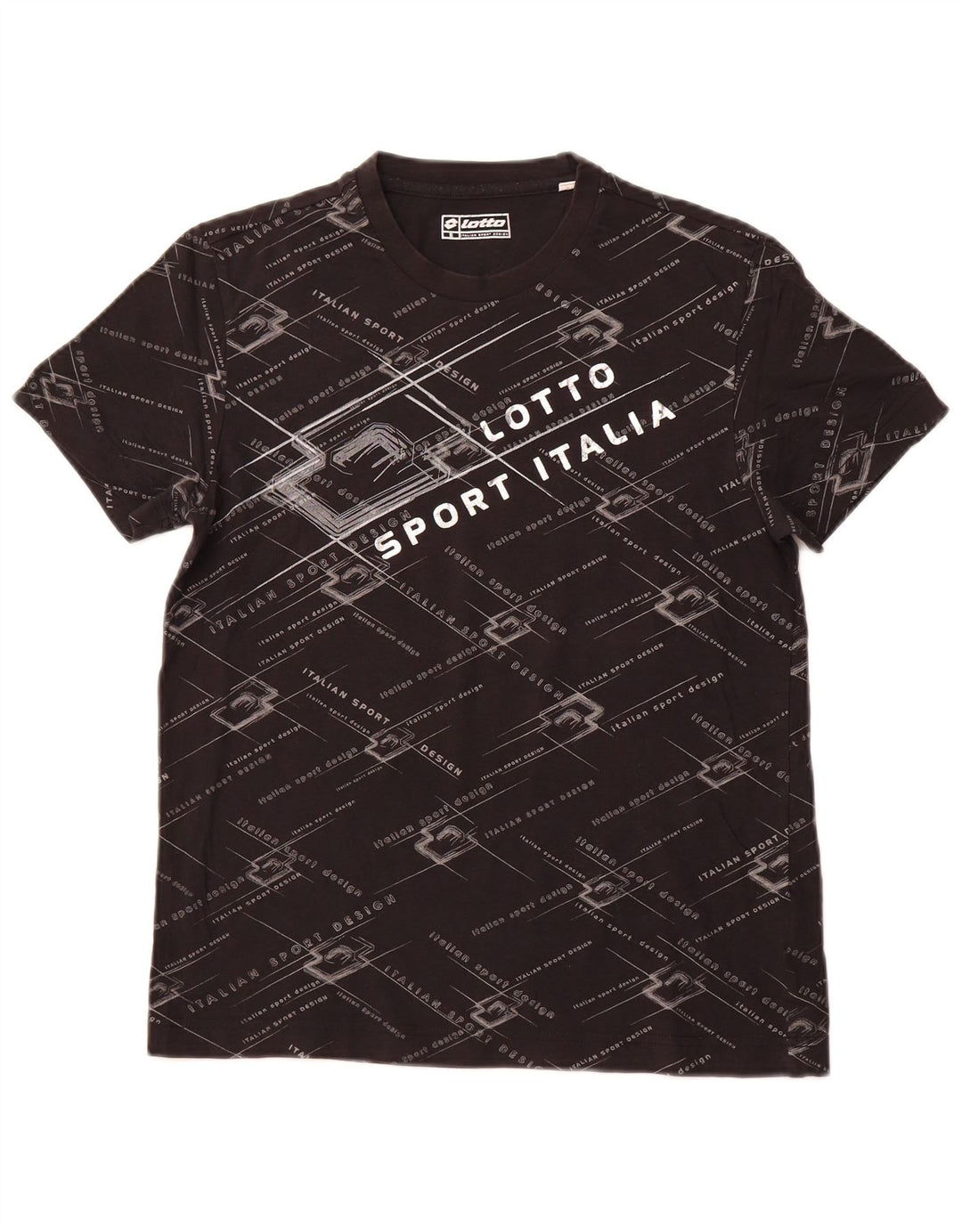 LOTTO Womens Graphic T-Shirt Top UK 10 Small Black Cotton