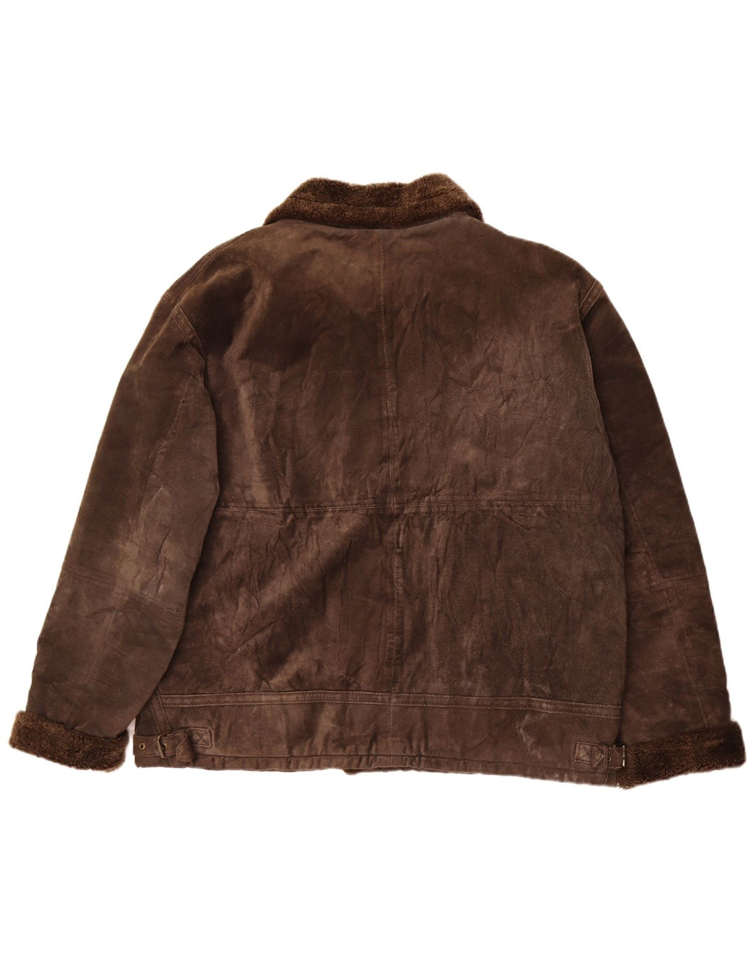 TCM Womens Shearling Jacket UK 28/30 3XL Brown Leather