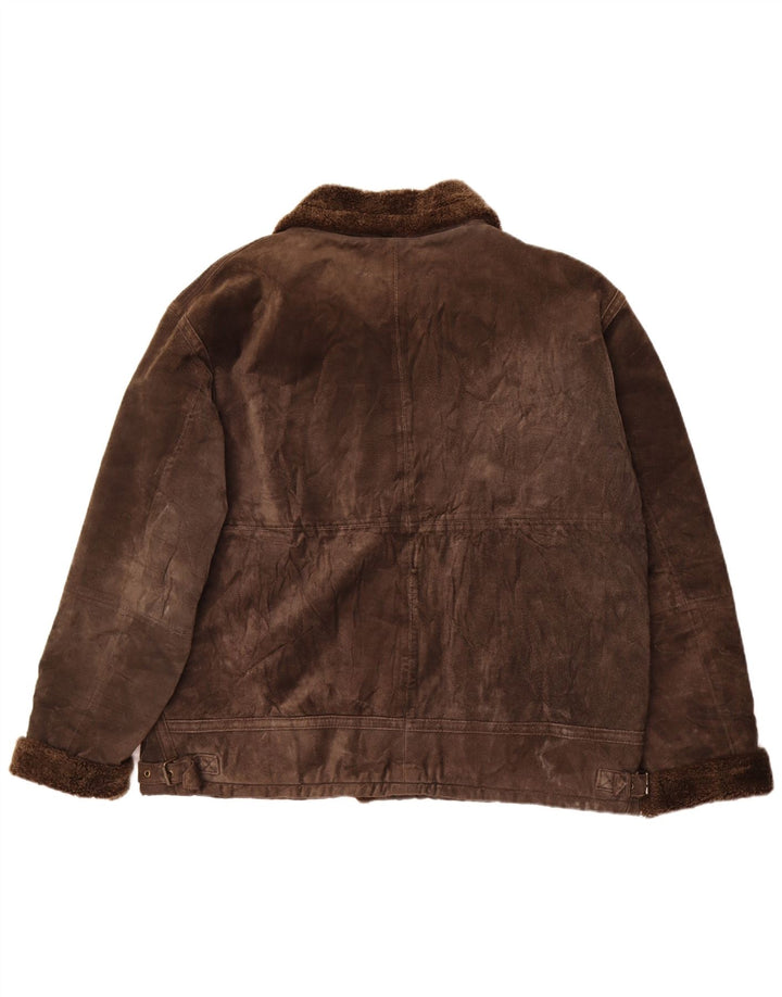TCM Womens Shearling Jacket UK 28/30 3XL Brown Leather