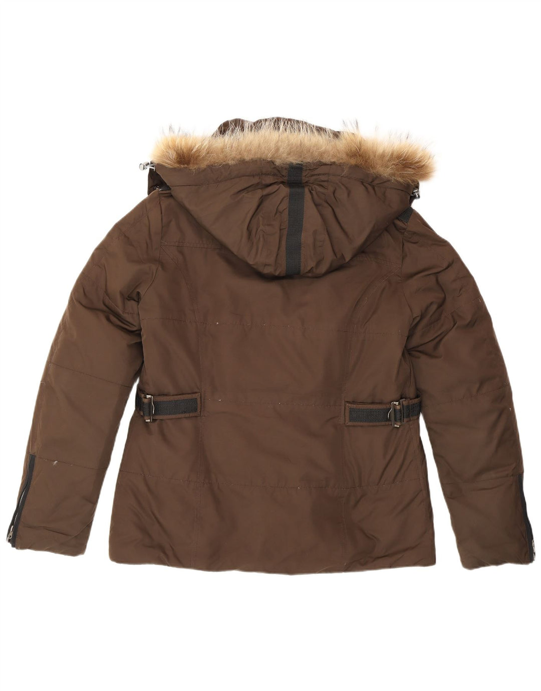 Invicta Womens Hooded Padded Jacket UK 12 Medium Brown Polyester