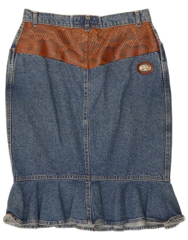 Sem Vaccaro Womens Denim Skirt IT 44 Medium W28  Blue Animal Print Cotton