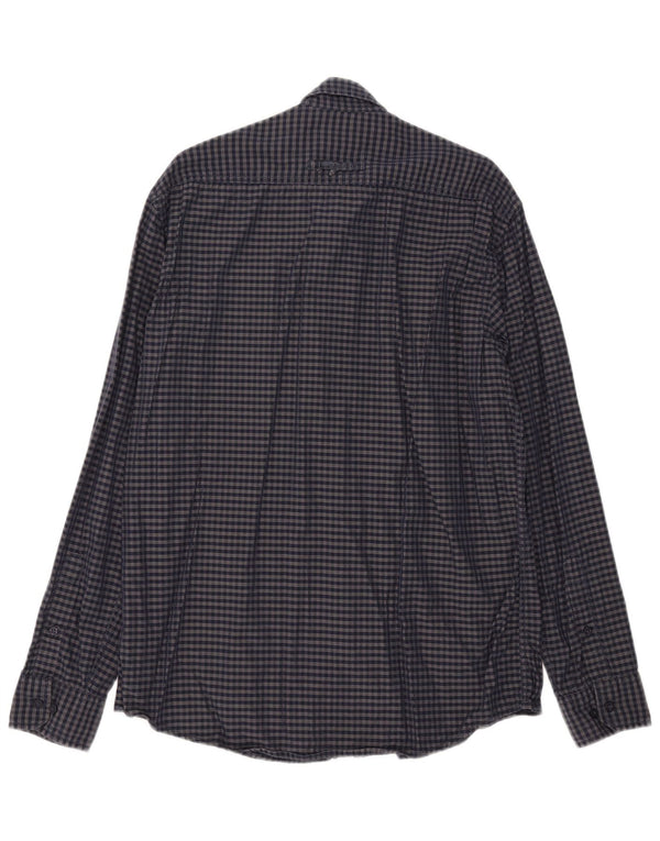 Camel Active Mens Regular Fit Shirt Medium Navy Blue Gingham Cotton