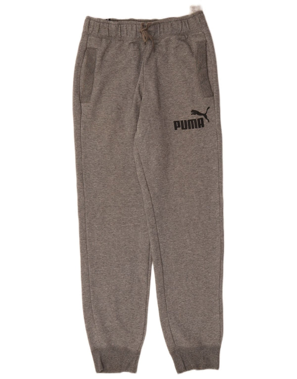 PUMA Mens Graphic Tracksuit Trousers Joggers Small  Grey Flecked Cotton