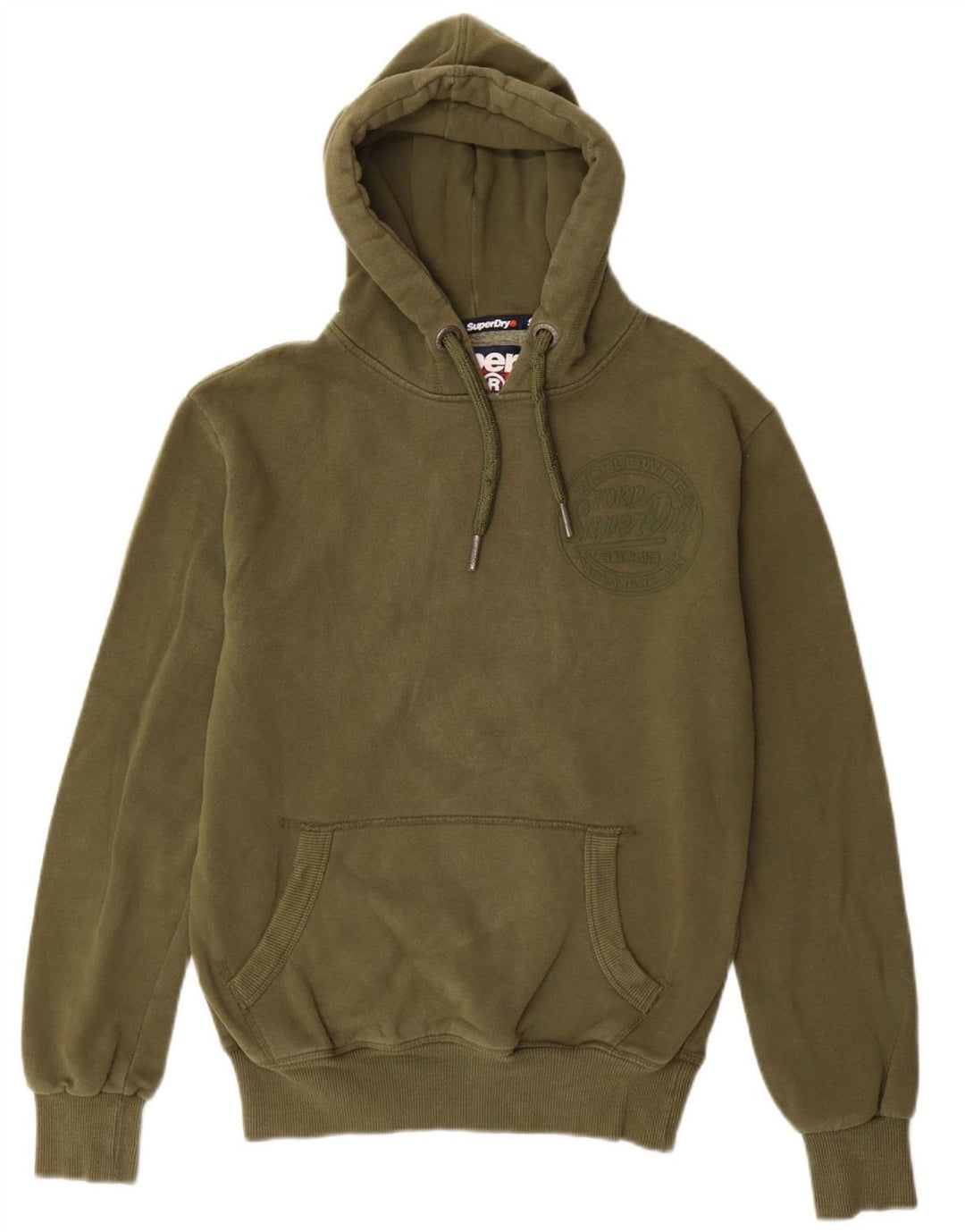 SUPERDRY Mens Graphic Hoodie Jumper Small Khaki Cotton