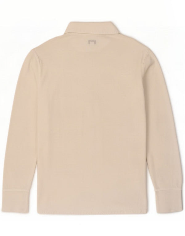 Armani Jeans Mens Long Sleeve Polo Shirt Large White Cotton