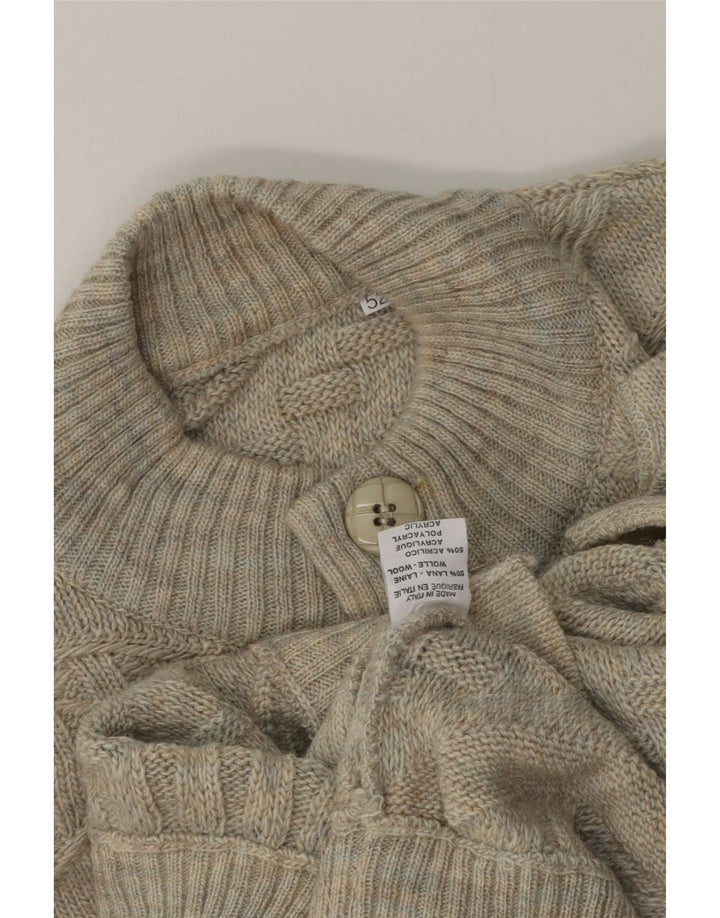 Vintage Mens Cardigan Sweater IT 52 Large Grey Wool