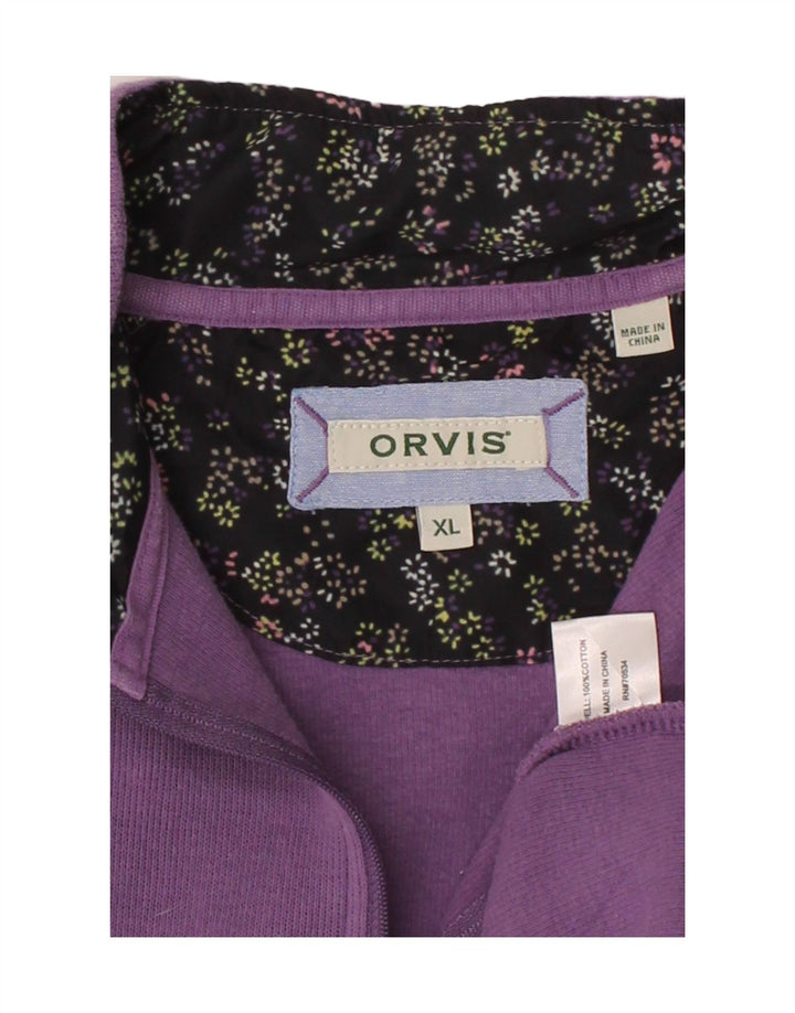 ORVIS Womens Zip Neck Sweatshirt Jumper UK 18 XL Purple Cotton Vintage Orvis and Second-Hand Orvis from Messina Hembry 