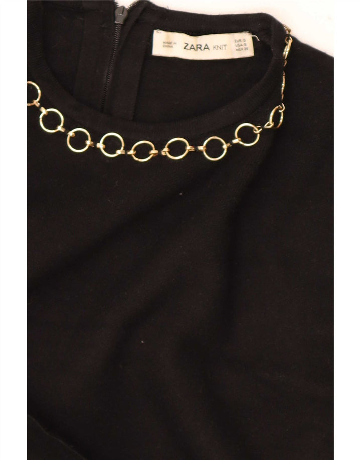 Zara Womens Blouse Top UK 10 Small Black