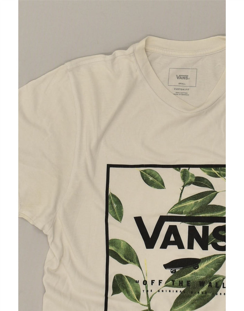 VANS Mens Custom Fit Graphic T-Shirt Top Small White Cotton Vintage Vans and Second-Hand Vans from Messina Hembry 