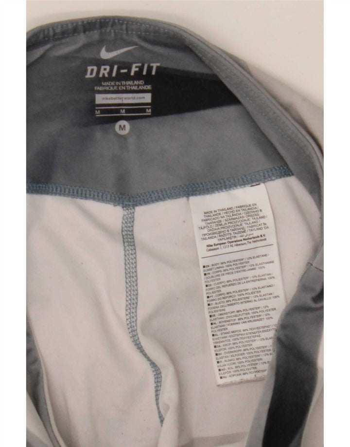 Nike Womens Dri Fit Leggings UK 12 Medium Grey Geometric Polyester