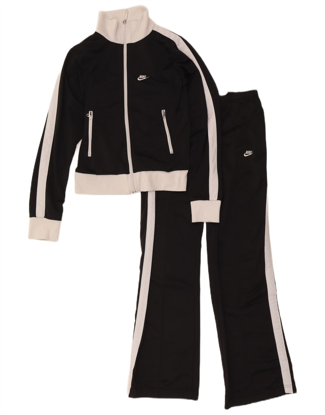 Nike Womens Full Tracksuit UK 8/10 Small Black Colourblock Polyester