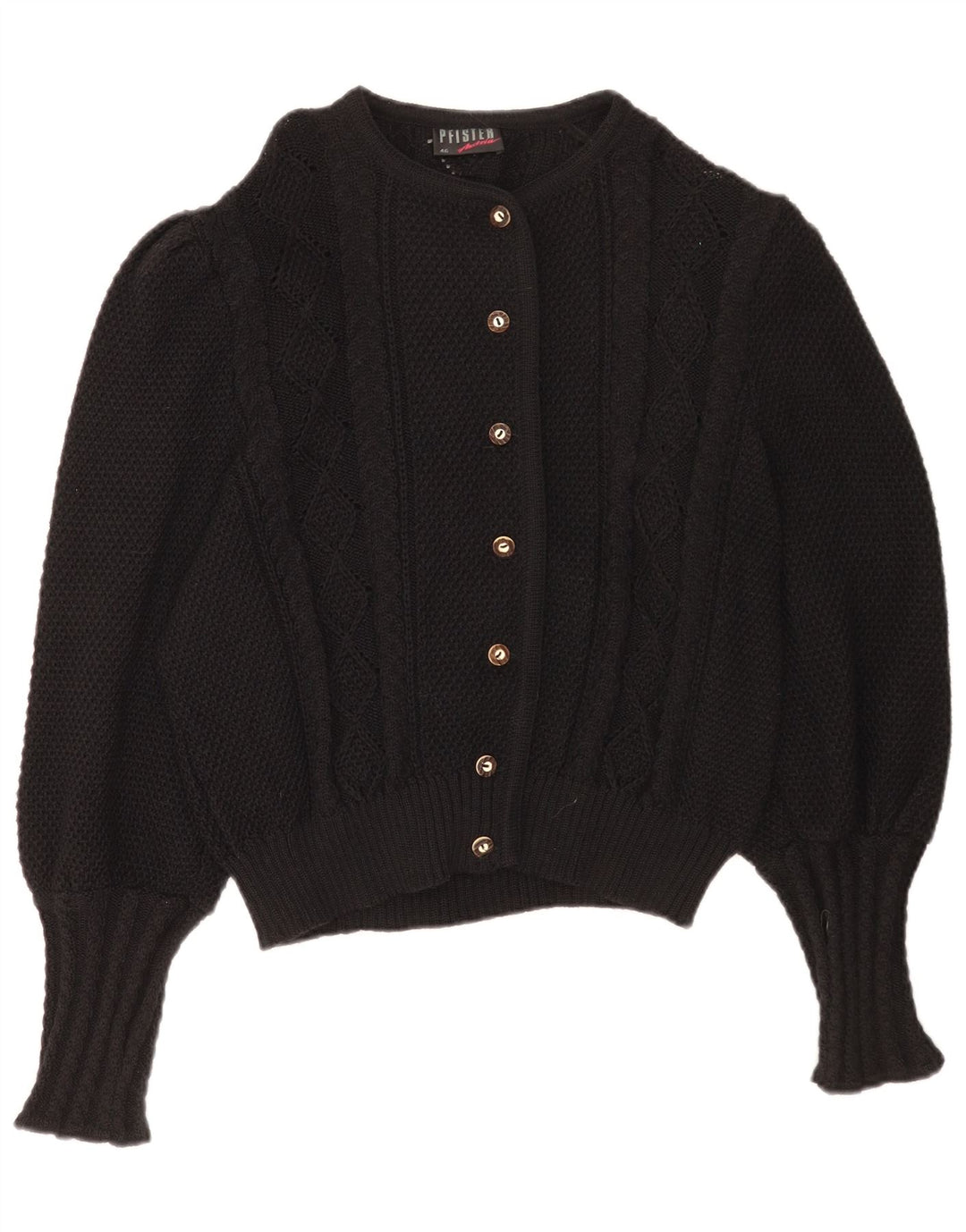 Pfister Womens Cardigan Sweater EU 46 XL Black Virgin Wool