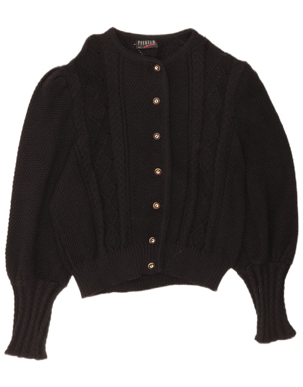 Pfister Womens Cardigan Sweater EU 46 XL Black Virgin Wool