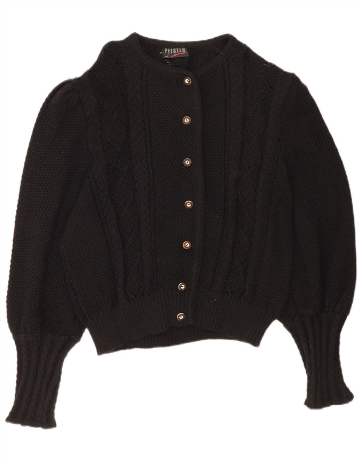 Pfister Womens Cardigan Sweater EU 46 XL Black Virgin Wool