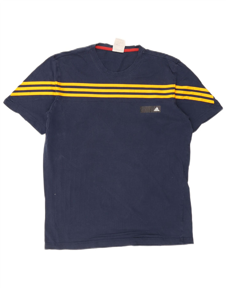 Adidas Mens T-Shirt Top Medium Navy Blue Cotton