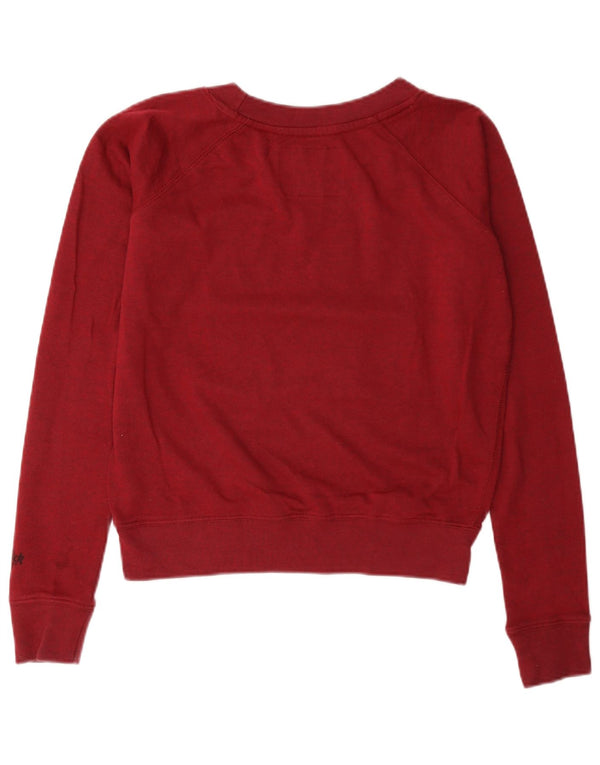 Hard Rock Cafe Womens Lisbon Graphic Sweatshirt Jumper UK 10 Small Burgundy
