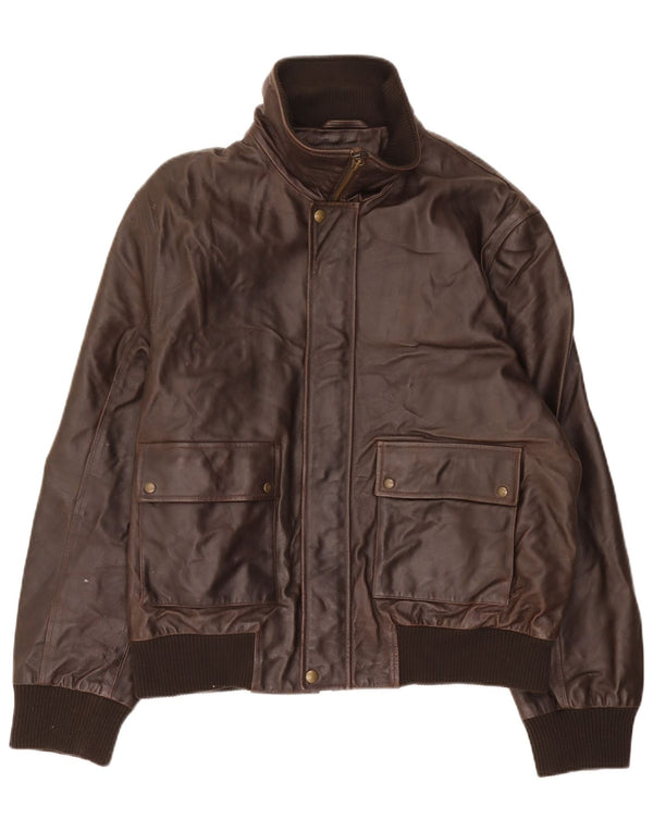 Dockers Mens Leather Jacket UK 40 Large Brown