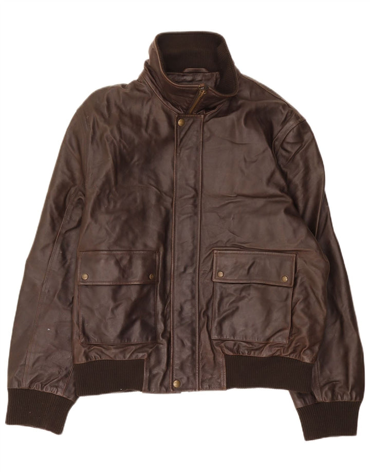 Dockers Mens Leather Jacket UK 40 Large Brown