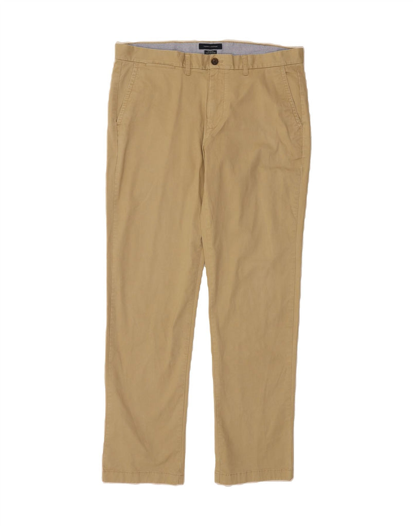 TOMMY HILFIGER Mens Custom Fit Straight Chino Trousers W36 L34 Beige Vintage Tommy Hilfiger and Second-Hand Tommy Hilfiger from Messina Hembry 